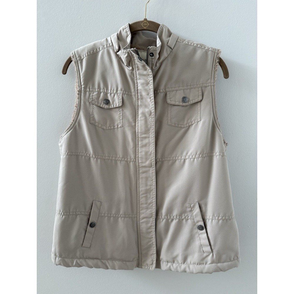 Tan Women's Light Weight Lined Puffer Vest Size Medium By Sonoma